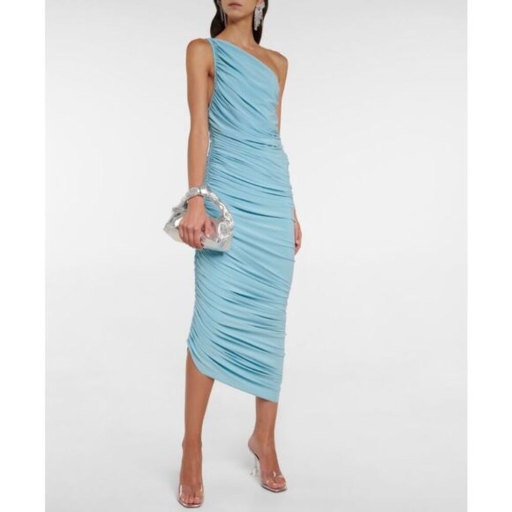 😍Norma Kamali Diana Ruched One-Shoulder Gown Size XS